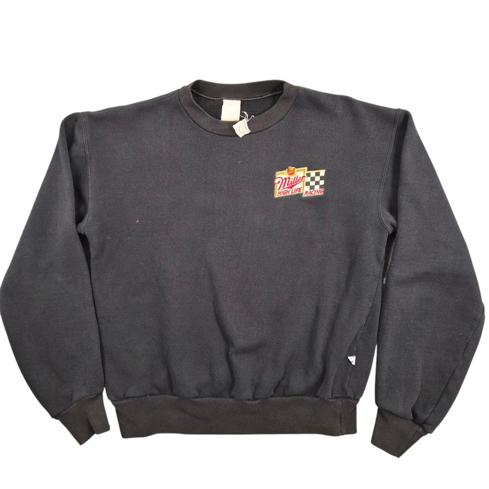 Vintage‎ Miller High Life Racing Majestic Sweatshirt Black Crewneck Mens M USA